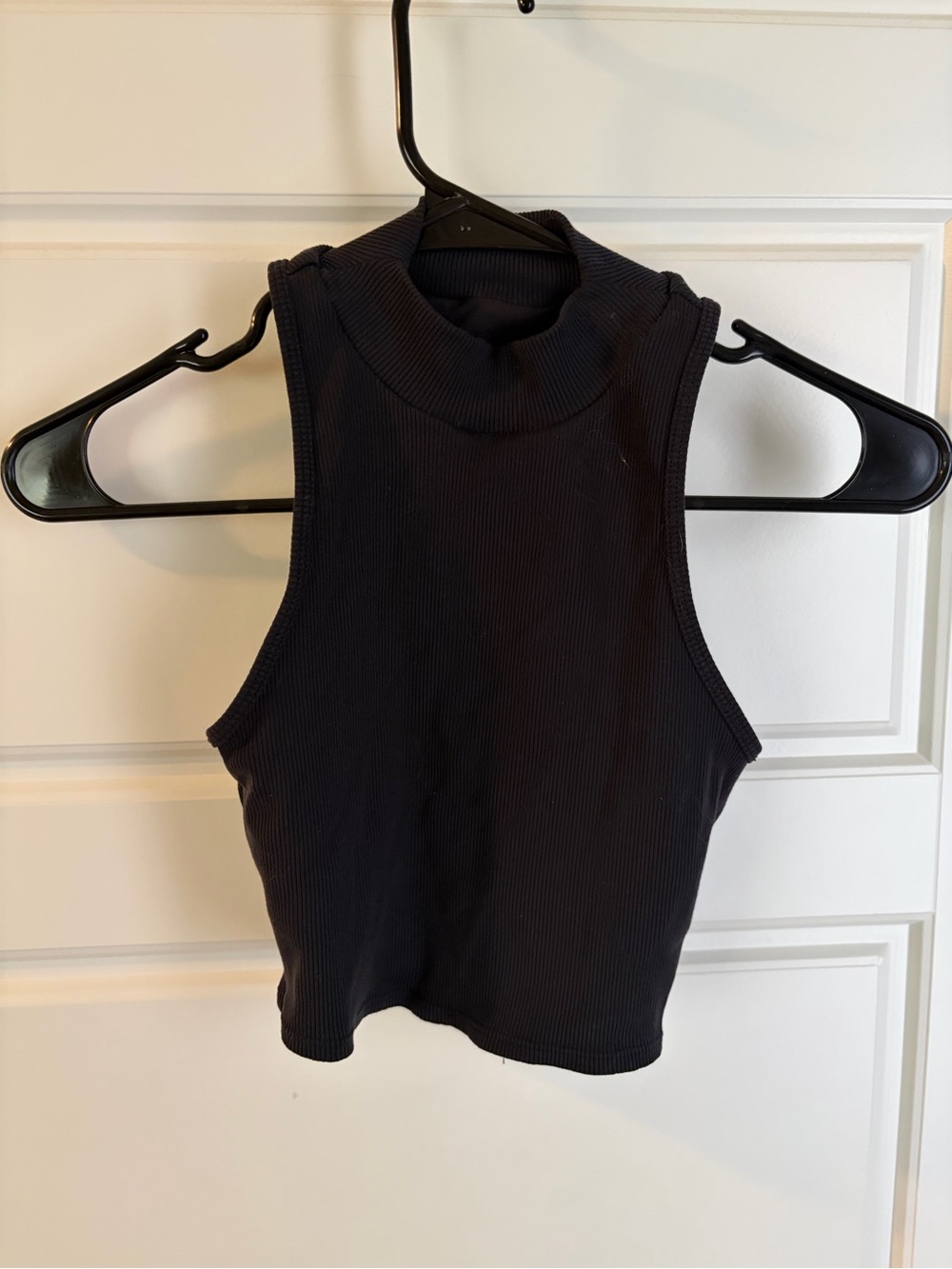 ALO Yoga Black Ribbed Mock Neck Tank with built in bra